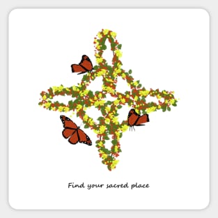 Witch's Knot Symbol Flower Butterflies Sticker